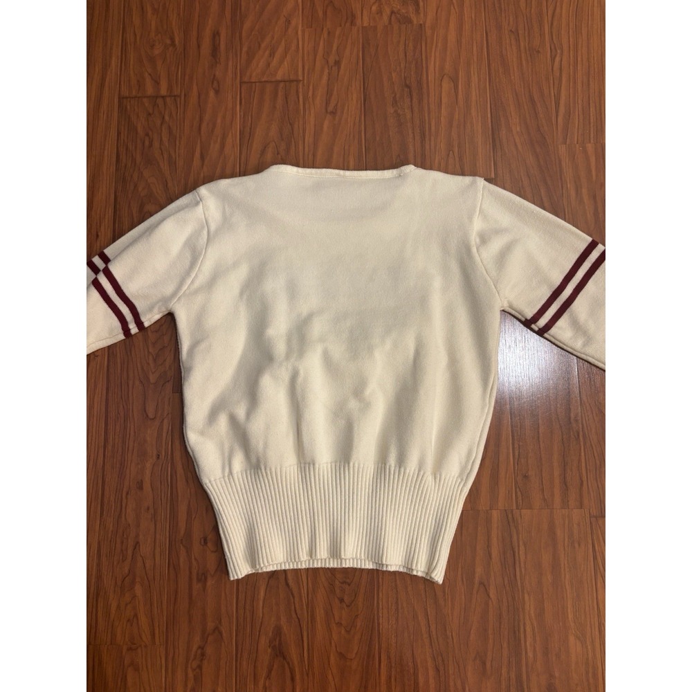 Taylor Swift Red Era Preppy Varsity Crewneck Cream Long-Sleeve Sweater Medium - Picture 6 of 6